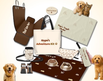 Personalized Dog Travel Set: Tote Bag, Blanket, Leash Pouch & More