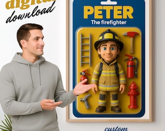 Personalized Action Figure Portrait from Your Photo- Custom Art Gift, Digital Image File, Artwork in Toy Box Style, No Physical Toy Included
