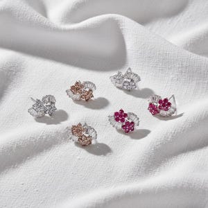 Ruby Stud Earrings – Elegant Brass Plated.