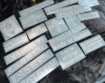 20 pc Christian Vinyl Decal Pack | Jesus Theme Car Window Laptop Mirror Stickers