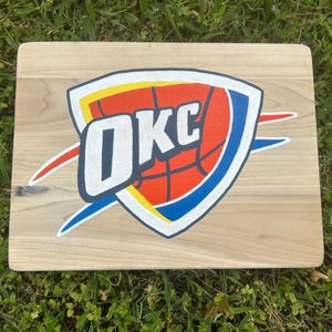 Hand Painted OKC Thunder Wood Sign Decor