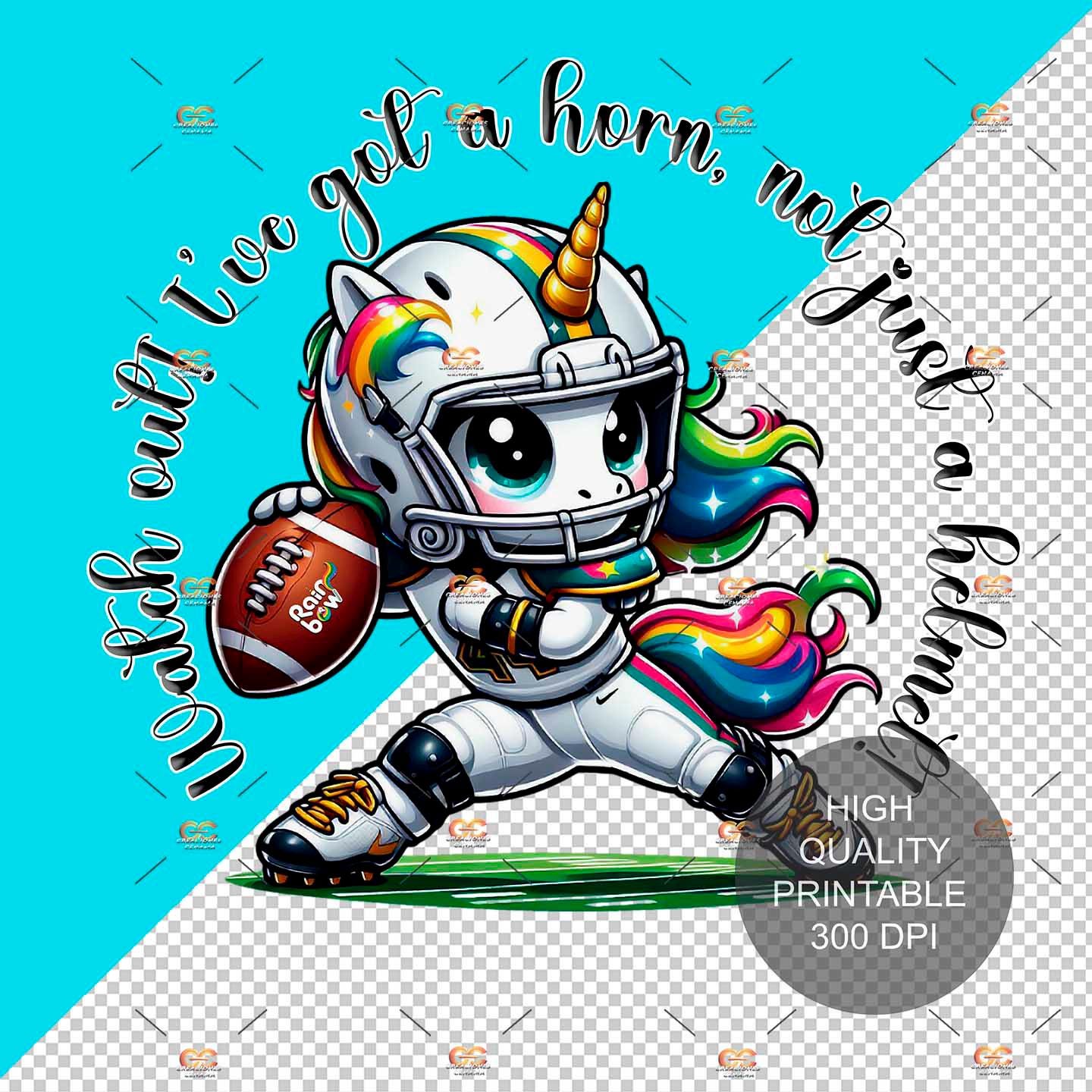 Football Unicorn PNG: Rainbow Pegasus Clipart (digital Download 15x15 ...