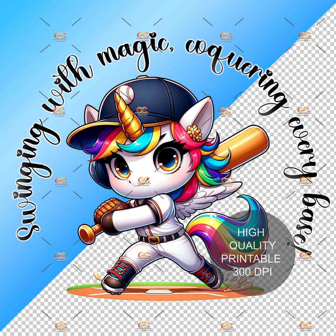 Baseball Unicorn PNG: Rainbow Pegasus Clipart (digital Download) - Etsy