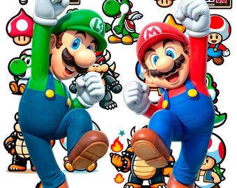 Super Mario Bros PNG Clipart Bundle, 100 Characters Alphabet Set (Digital Download)