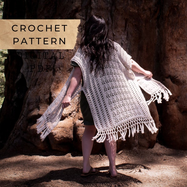 Sage Summer Dream // Crochet pattern, Cardigan, Ruana, Kimono, Robe, Wrap, Spring, Lace, Leaf, Plant, Handmade, Slow-fashion, Tzigns