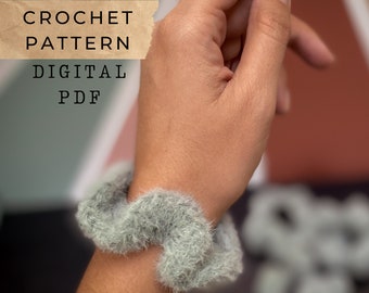 Fuzzy Scrunchie // Crochet Pattern, Scrunchie, Scrunchy, Hair tie, Hairtie, Hair elastic, Hair accessory, Ponytail, Pony tail, Tzigns