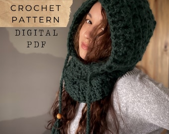 Columbia Hoodlet // Crochet pattern, Balaclava, Hood, Cowl, Hooded Cowl, Scarf, Crochet, Fall, Winter, Scarf, Chunky, Super Bulky, Tzigns