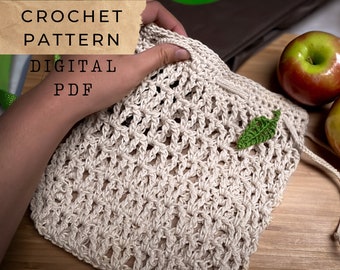 Produce Bag // Crochet pattern, Tzigns, Reuse, Reduce, Cotton, Organic, shopping bag, bag, market, reusable, produce, earth day, diy