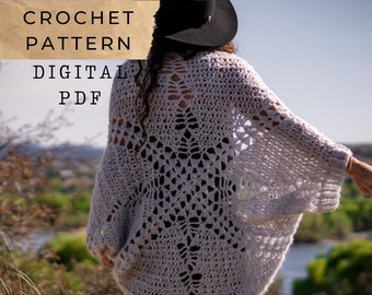 Sage Cocoon Cardi // Crochet pattern, Cardigan, Cardi, Bolero, Shrug, Cocoon, Sweater, Crochet, Pattern, Tzigns, DK, Worsted, Super Bulky