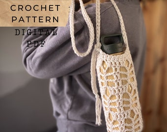 Sage Canteen Cozy // Crochet pattern, Water Bottle, Bottle, Cozy, Carrier, Holder, Wine, Starbucks, Cup, Coffee, Bag, Crochet, Tzigns