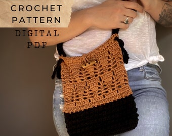 Sage Satchel // Crochet pattern, Cross-body, Bag, Tote, Purse, Market, Satchel, Leaf, Handmade, Slow-fashion, Tzigns