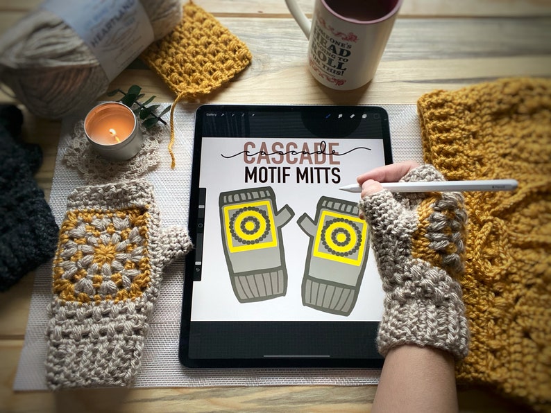 Cascade Cafe Mitts // Crochet pattern, Fingerless Mittens pattern, Fingerless Gloves, Gloves pattern, Crochet gloves, Granny Square, Tzigns image 9