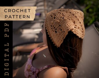 Sweet Sage Bandana // Crochet pattern, Head scarf, Headwrap, Head wrap, Lace, Leaf, Handmade, Kerchief, Hair, cottage, vintage, Tzigns