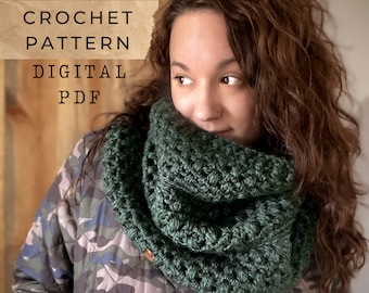 Cascade Cozy Cowl // Crochet pattern, Cowl pattern, Scarf pattern, Infinity cowl pattern, crochet cowl, chunky cowl