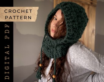 Columbia Hoodlet // Crochet pattern, Balaclava, Hood, Cowl, Hooded Cowl, Scarf, Crochet, Pattern, Winter, Scarf, Chunky, Super Bulky, Tzigns
