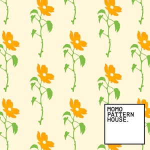 Yellow Flower Seamless Pattern, Summer Floral Repeating Pattern, Commercial Use, Digital File, Fabric Pattern Tile, Printable Paper