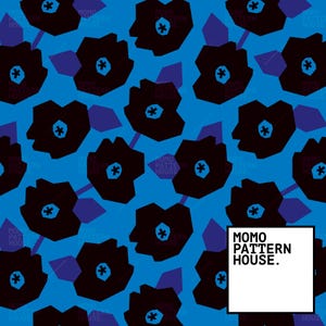 Blue Flower Seamless Pattern, Winter Floral Repeating Scandi File, Commercial Use, Fabric Pattern Tile, Digital File, Download