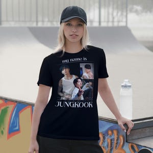 Remera Jungkook BTS | Camiseta Collage para Fans de Kpop | Remera Oversize Negra | Merch de Jungkook | Camiseta Estética Kpop