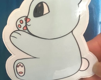 Pegatina de vinilo de oso azul pastel