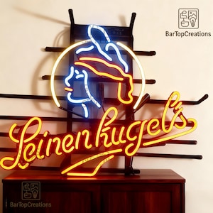 Enseigne de bar néon Leinenkugel - applique murale vintage pour brasserie, salle de jeux et pub, décoration de bar à bière, oeuvre d&#39;art murale 21 x 17 po.