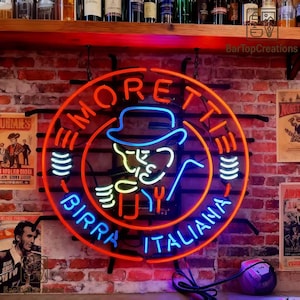 Birra Moretti Neon Schild – Italienisches Bier Bar Licht für Pub, Restaurant, Hausbar & Lounge Deko