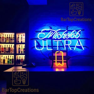 Michelob ULTRA Beer Neon Light, Handmade Glass Neon Sign for Bar Pub Home Bar Man Cave Game Room Wall Art 19&quot;x15&quot;(DDP)