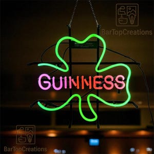 Insegna al neon Guinness Shamrock per decorazioni da parete per bar / Luce da pub irlandese / Insegna al neon per birra di San Patrizio Decorazione da parete per bar e casa DDP