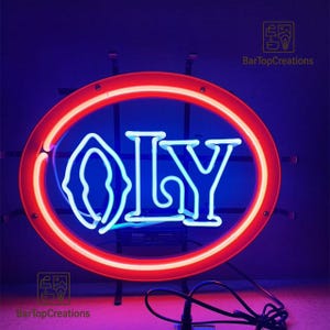 Oly Beer Neon Sign – Vintage Bar Light for Pub, Man Cave, Garage, Retro Beer Sign Wall Decor Home Bar Decor Wall Art 19”x15“