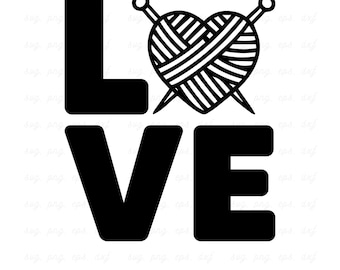 Knitting Love SVG: zabawne cytaty o robótkach na drutach, prezenty dla osób robiących na drutach (do pobrania w wersji cyfrowej)