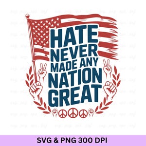 Hate Never Made Any Nation Great Svg, Political Svg, Anti-Racist Svg, Political Design, Funny Political Svg, Politicians Svg, Political Gift