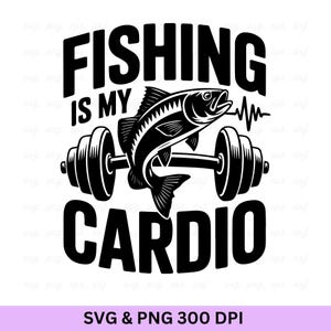 La pesca es mi cardio Svg, Pesca Svg, Vida de pesca Svg, Dicho de pesca Svg, Citas divertidas de pesca, Caña de pescar Svg, Pescador Svg, Pesca.