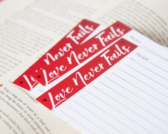 Love Never Fails Recipe Cards