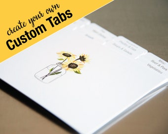 CUSTOM TABS - Recipe Box Dividers - Choose Your Design