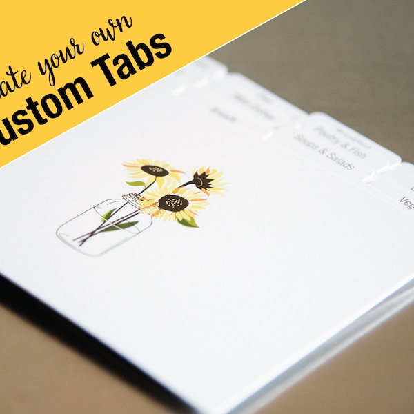 CUSTOM TABS - Recipe Box Dividers - Choose Your Design