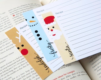 Christmas Recipe Cards - Santa, Rudolph, Frosty