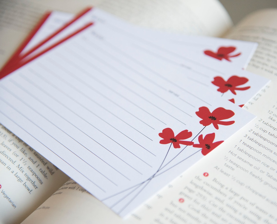 Poppy Recipe Cards - Etsy