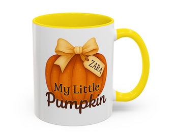 Taza de café y té personalizada con detalles de calabaza, regalo de otoño (Reino Unido), taza de Halloween personalizada, celebración de Halloween, taza de chocolate caliente