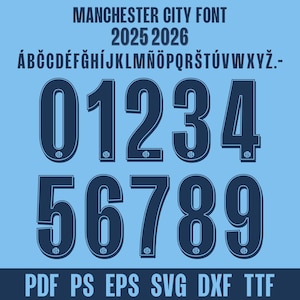 Font Vector Jersey Manchester City 2025 2026 (Pdf Ps Eps Svg Dxf Ttf)