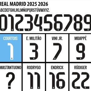 Police vectorielle Maillot Real Madrid 2025-2026 (Pdf-Ps-Eps-Svg-Dxf-TTF)