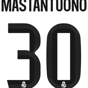 Font Vector Real Madrid Jersey 2025 2026 Franco Mastantuono 30 (Pdf-Ps-Eps-Svg-Dxf-TTF)