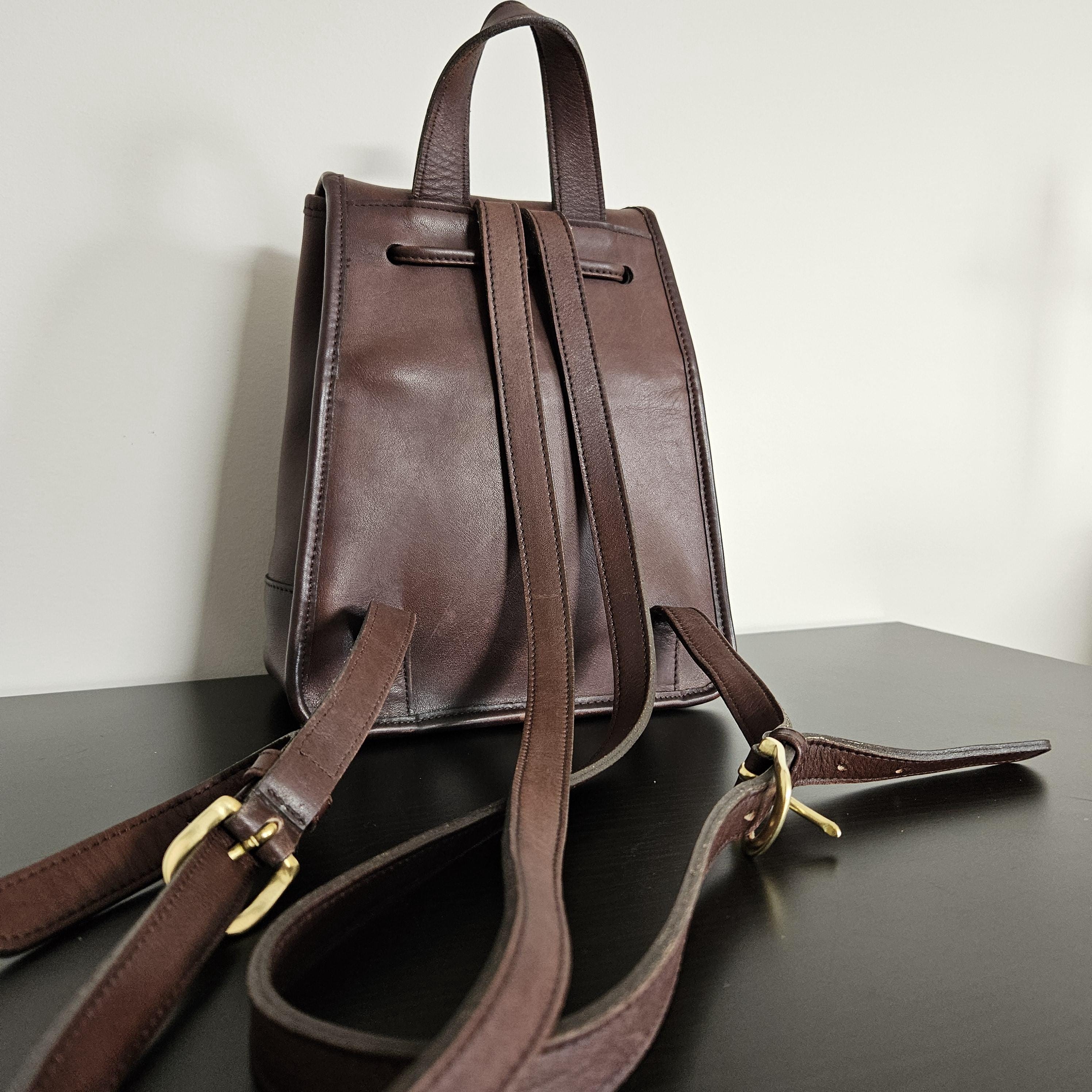 vintage coach old ✨9960 leather bag read Vintage (old) COACH Small Dark Brown Backpack | Daypack 9960