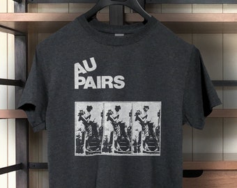 The Au Pairs     T shirt screen print short sleeve     shirt cotton
