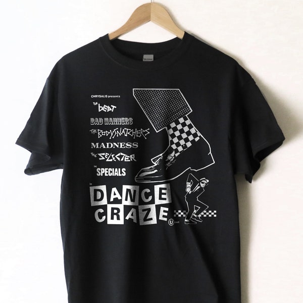 Dance Craze T shirt screen print short sleeve  ska reggae dub Madness specials selector