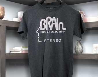 Brain Records     T shirt screen print short sleeve     shirt cotton