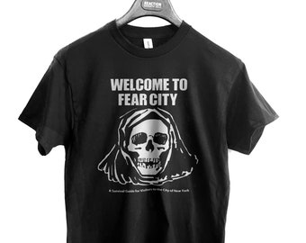 Welcome to Fear City    T shirt screen print short sleeve  shirt cotton NYC new york  80s