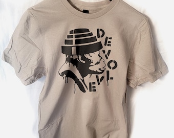 Devolve  T shirt screen print short sleeve punk new wave