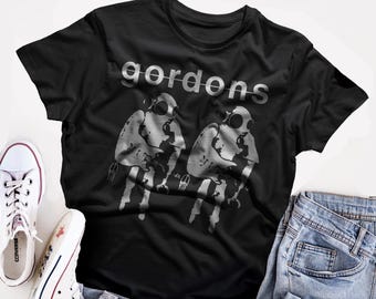 the Gordens Band T-Shirt T-Shirt Siebdruck Kurzarm Schwarzes Shirt
