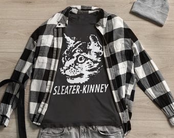 Sleater Kinney T-Shirt Siebdruck Kurzarm-Shirt Baumwolle