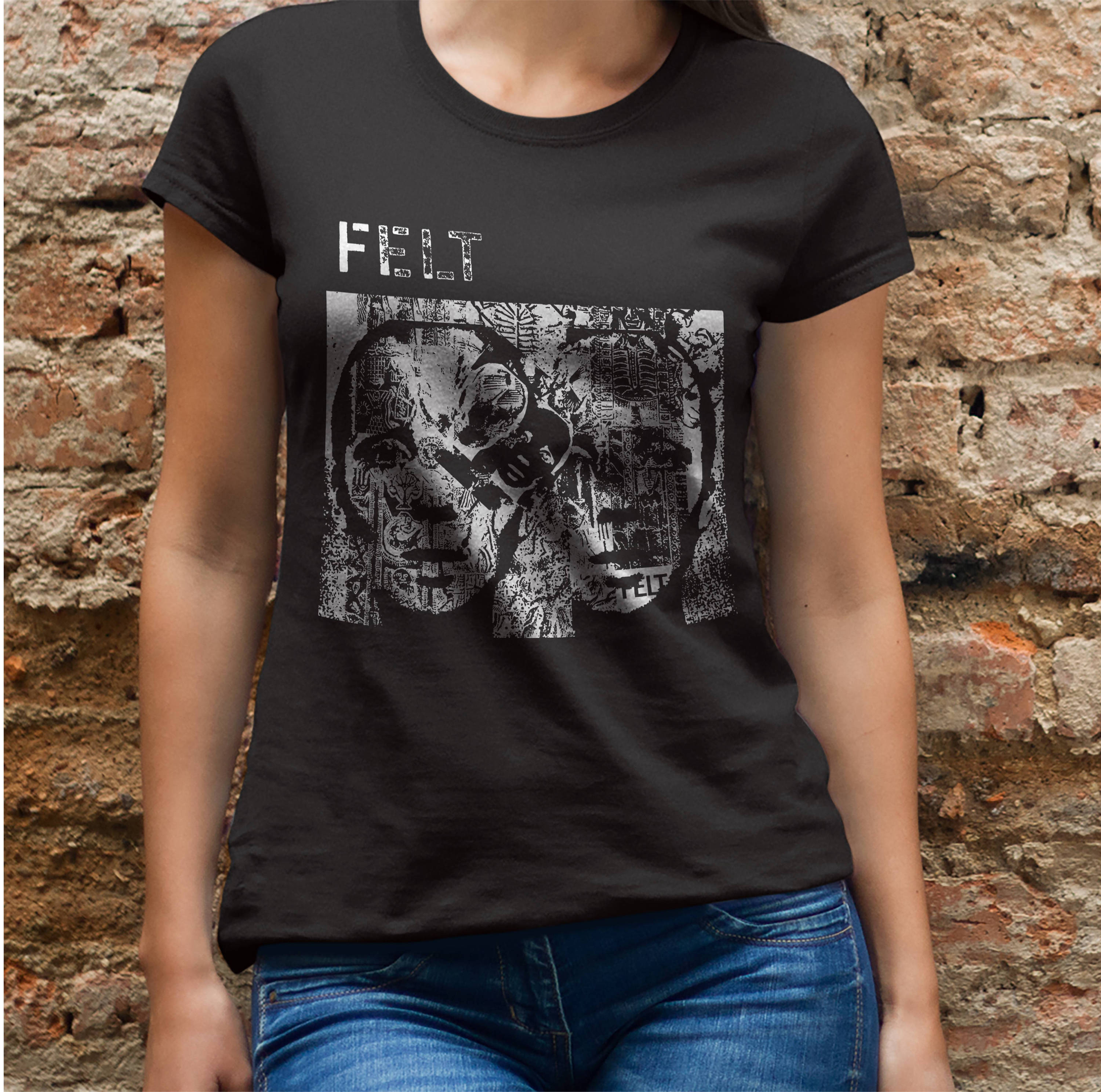 Felt T shirt screen print short sleeve black shirt cotton Etsy