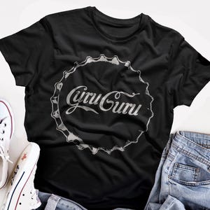 Guru Guru T shirt screen print short sleeve  black shirt cotton